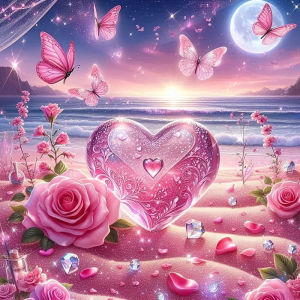 HUACAN Diamond Painting 5d Beach Landscape Mosaic Of Adult Crafts Handicrafts Diy Gift Diamond Art Love Heart Rose Flower