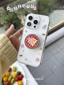 เคสโทรศัพท์ iPhone แบบใสพร้อมขาตั้งดูดซับแม่เหล็ก ป้องกันเต็มจอ ลายองุ่นและแอปริคอต เคสโทรศัพท์แบบนุ่มสำหรับ Apple