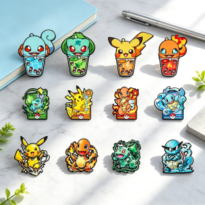 Bandai | 12pcs Cute Cartoon Creature Anime Monster Enamel Pin Set Collectible Metal Lapel Brooches for Game Lovers Wholesale