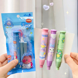 Creative Cute Cartoon Pressing Eraser Cute student School Supplies set Retractable Pencil Eraser Press Rubber stationary office supplies Cartoon Style