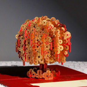 New Year Greeting Card New Years Day Wind Blessing 3D Paper Sculpture High-End Creative Handmade Gifts for Elders Writing Blessings Cultural Creative Memorabilia Gift