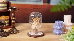 Helix Shaped Glass Matches Cloche Decorative Glass Matches Cloche for 4 Inch Candle Matches Trendy Fireplace Display Decor Not Include Matches
