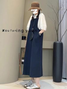 College Style Two-Piece Set Salt Series  And Youthful plus Size Womens T-Shirt And Overalls Ensemble New Summer Arrival