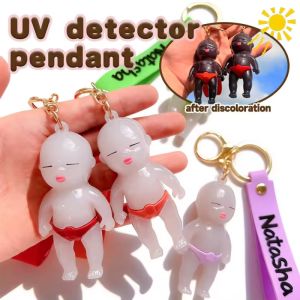 10Pcs Novelty Funny Internet-famous Natasha Black Doll Keychain UV Color Changing Mini Pendant Stress Relief Funny Novelty Gift