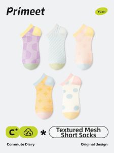 PRIMEET | Dopamine Style Multicolor MIU Dots Thin Short Socks