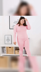 Women Plus Size Thermal Underwear Suit Traceless Autumn Winter Clothes Set