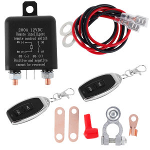 Remote Battery Disconnect Switch 12V 200A Car Kill Switch Anti-Theft Remote Control Switch Relay Fobs 2 Key for Auto Truck Boat