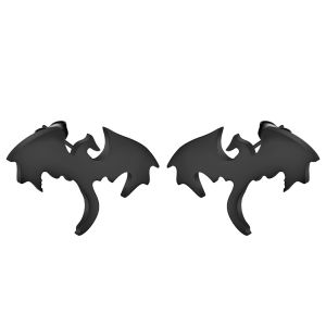 1 Pair Black Color Stainless Steel Dragon Stud Earrings for Men Simple Creative Animal Ear Stud Jewelry Birthday Party Gifts