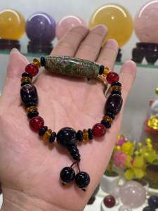 Vòng tay Dzi tây tạng mic đá mã não may mắn bình an