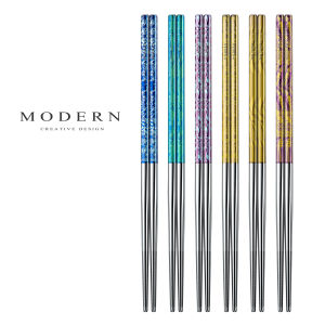 MODERN DELICATE LIFEL | Antimicrobial & Anti-slip Pure Titanium Chopsticks Gift Box