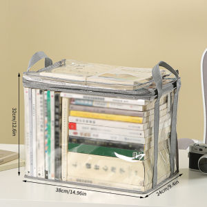 1PC transparent PVC organizer storage bag foldable book storage bag for home use dust bag for organizing student bookshelves