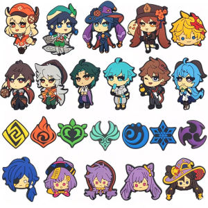 hot toys | 10-23pcs Genshin Impact Game Shoe Charms For Slides Sandals PVC Shoe Decorations Accessories For Christmas Gift Party Favor