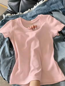 QIAOCHENXIAN | Cotton Loose U-Neck Short Sleeve T-Shirt for Plus Size Women Summer