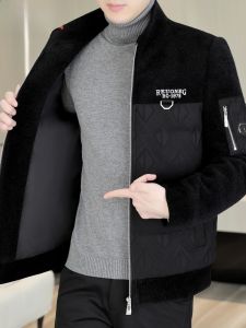 HENGYUANXIANG | Hengyuanxiang Mens Short Stand Collar Down Jacket Woolen Quilted Coat Fashionable Urban Style Warm Thickened Winter Outerwear