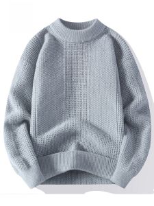 ROMON | เสื้อสเวตเตอร์ถักนิตติ้งคอตตอนหนาสำหรับผู้ชาย ทรงหลวม แขนยาว ปกติ คอกลม สีสันสดใส ฤดูใบไม้ร่วง/ฤดูหนาว แฟชั่นลำลอง