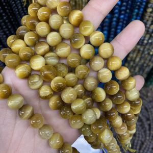 Natural Gold Tiger Eye Stone Beads 4-8mm round Loose Beads for DIY Bracelet Necklace Accessories Semi-Finished Products