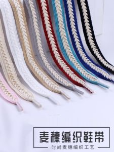 เชือกผูกรองเท้าผ้าใบทรงหัวใหญ่แบบอเนกประสงค์สำหรับทั้งชายและหญิง สายรัดยางหนา สายรัดผ้าฝ้ายสีสันสดใส สีดำและขาว