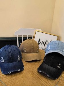 Mũ Bóng Chày Denim Rách Rưới Cổ Điển Dành Cho Nữ Mũ Lưỡi Trai Denim Phong Cách Hàn Quốc Đa Năng Mũ Che Nắng Thời Trang Mùa Hè Cho Nam Và Nữ