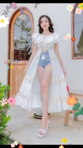 เดรสเดรสกระโปรงยาว ชุดกระโปรงขาว ขนาดใหญ่ 28-40 วัสดุ 28-40 วัสดุ ส่งไทย