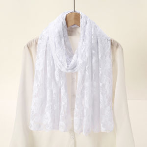 Lace Rose Scarf Long Towel Muslim Hijab Shawls Women Long Wraps Travel Summer Sunscreen Uv Rays Cape Ladies Elegant Turban