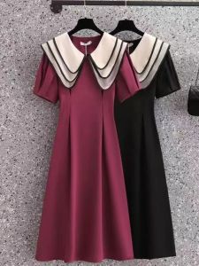 Váy Ngắn Tay Chữ a Thanh Lịch Eo Thon Gọn Cổ Búp Bê Váy Midi Thường Ngày Mùa Hè Chất Liệu Polyester Váy Công Sở Thanh Lịch