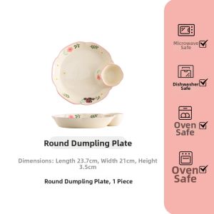 Dumpling Plate With Vinegar Dish Ceramic Sectioned Plate