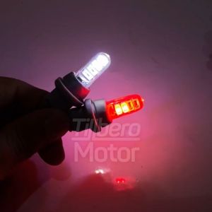 Sepasang Lampu Sein Sen Senja T10 Strobo Kedip Flash Blitz 2 Warna 8 LED Motor Universal
