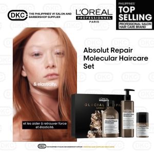 LOreal Professionnel Absolut Repair Molecular Shampoo Rinse Off Serum and Leave in Mask Gift Set- DKC