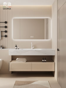 Seamless Ceramic Bathroom Cabinet Combination Cream Style Rock Board Hot Bend Integrated Basin Wash Hand Face Toilets Table Basin