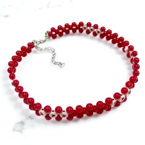 Cintara Love Red White Beads Necklace Kalung Choker Merah Putih Manik Anyam Cinta Hati Heart Kemerdekaan HUT RI Merdeka