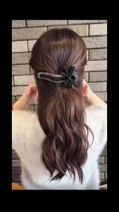 Kẹp Tóc Hình Mỏ Vịt Màu Đen Cổ Điển Đính Đá Pha Lê Phụ Kiện Tóc Thời Trang Đa Năng Dành Cho Bé Gái Barrettes Tiện Lợi