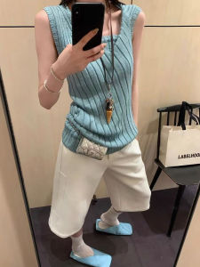 Áo Vest Không Tay Xếp Ly Không Đều Cho Nữ Mùa Hè Thiết Kế Thường Ngày Đa Năng Thon Gọn Áo Vest Cổ Tròn Tay Ngắn