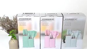 KIRA 19-Piece Premium Silicone Kitchen Utensil Set with Wooden Handles High-Temperature Resistance Durable & Safe Cooking Tools
