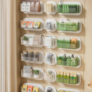 No-Install Wall-Mounted Storage Shelf Door-Hanging Makeup Organizer