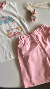 oddler Girls Summer Loungewear Set Kids Sleeveless Cotton Cute Kitten 1-6Y