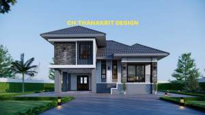 แบบบ้านปั้นหยา 1 ชั้นครึ่ง