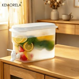 KEMORELA Fridge Drink Dispenser 3.5L Large Capacity Summer Cold Water Kettle with Faucet Iced Beverage Dispenser Refrigerator
