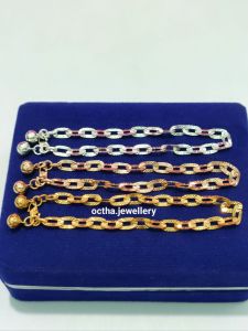 GELANG RANTAI DEWASA PERAK 925 ASLI LAPIS MAS