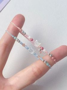 Valentines Day Catism Sweet Shell Candy Dopaamine Woven Handle Cord Bracelet Fashionable Fine Couples Hand Accessory