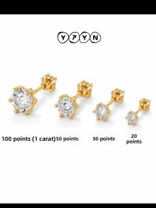 YIPIEYINA | Solo Ultra Shiny 9k Gold Moissanite Screw Earring with Six-prong Setting