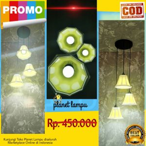 MURAH KAP LAMPU GANTUNG HIAS  HIJAU 3 IN 1 MINIMALIS DEKORASI RUANG TAMU CAFE PLAFON ATAP VINTAGE MODERN KAP LAMPU GANTUNG WARNA HIJAU