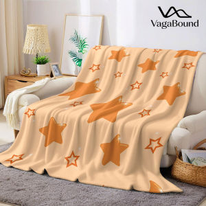 orange star sparkle Flannel Blanket Warm Soft Halloween Christmas Decorative Couch Warm Cozy All-Season Gift