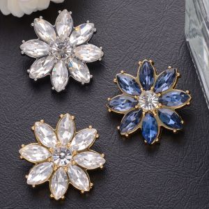 5pcs/Pack Exquisite Shiny Rhinestone Button For Coats Shirts Suits Outerwear Flower Decorative DIY Sewing Craft Accessories