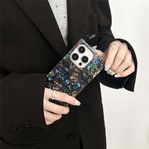 Square Iridescent Plating Mother-of-Pearl Phone Case for iPhone 15 pro Max Full Cover Anti-Fall Creative Trendy Protective Shell