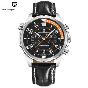 PAGANI THIẾT KẾ 44mm VK64 Đồng Hồ Thạch Anh Nam Đa Chức Năng Chronograph 50M Dây Da Chống Nước Dạ Quang Tay Chống Sốc