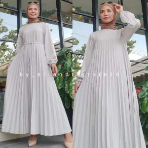 Gamis wanita kekinian model plisket
