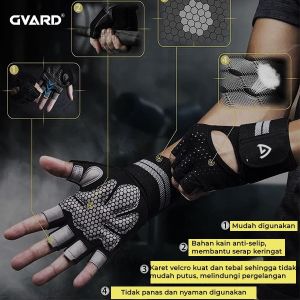 GVARD Sarung Tangan Hitam / Fitness Glove Gym Microfiber Sepedayogaworkoutangkat beban Olahraga