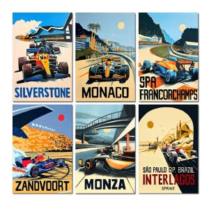 Retro F1 Racing Car Posters Formula 1 Neon City Canvas Painting Wall Art Prints Motorsport Racer Picture Aesthetic Decoration
