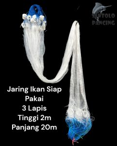 Jaring Ikan Siap Pakai 3 Lapis Tinggi 2m Panjang 20m