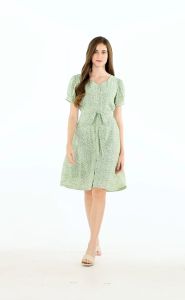 Krizia Printed Button Down Tie Front Dress
